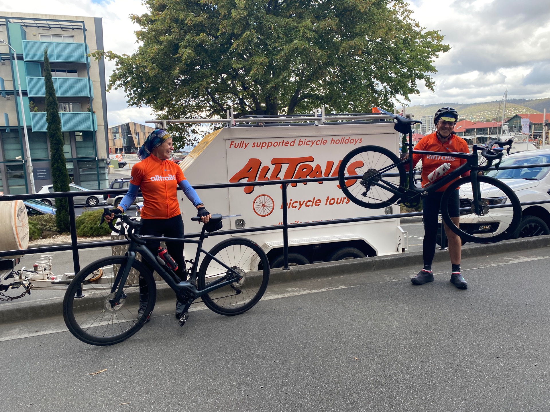 Mary and Steve at the finish in Hobart